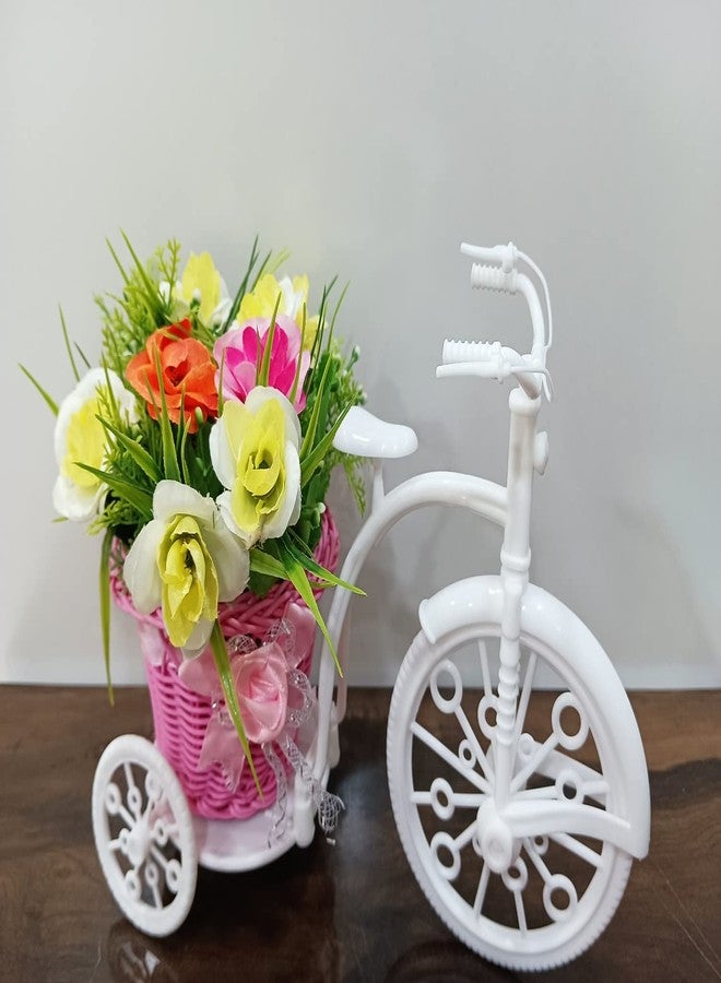 VRB Dec مزهرية زهور عصرية على شكل دورة من VRB Dec مع باقات زهور للطاولة المركزية، غرفة النوم، غرفة المعيشة، ديكور المنزل والهدايا (عبوة من قطعة واحدة، سلة وردية، بلاستيك) - Image 2